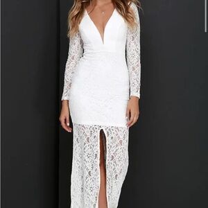 Lulu's White Lace Long Sleeve Dress